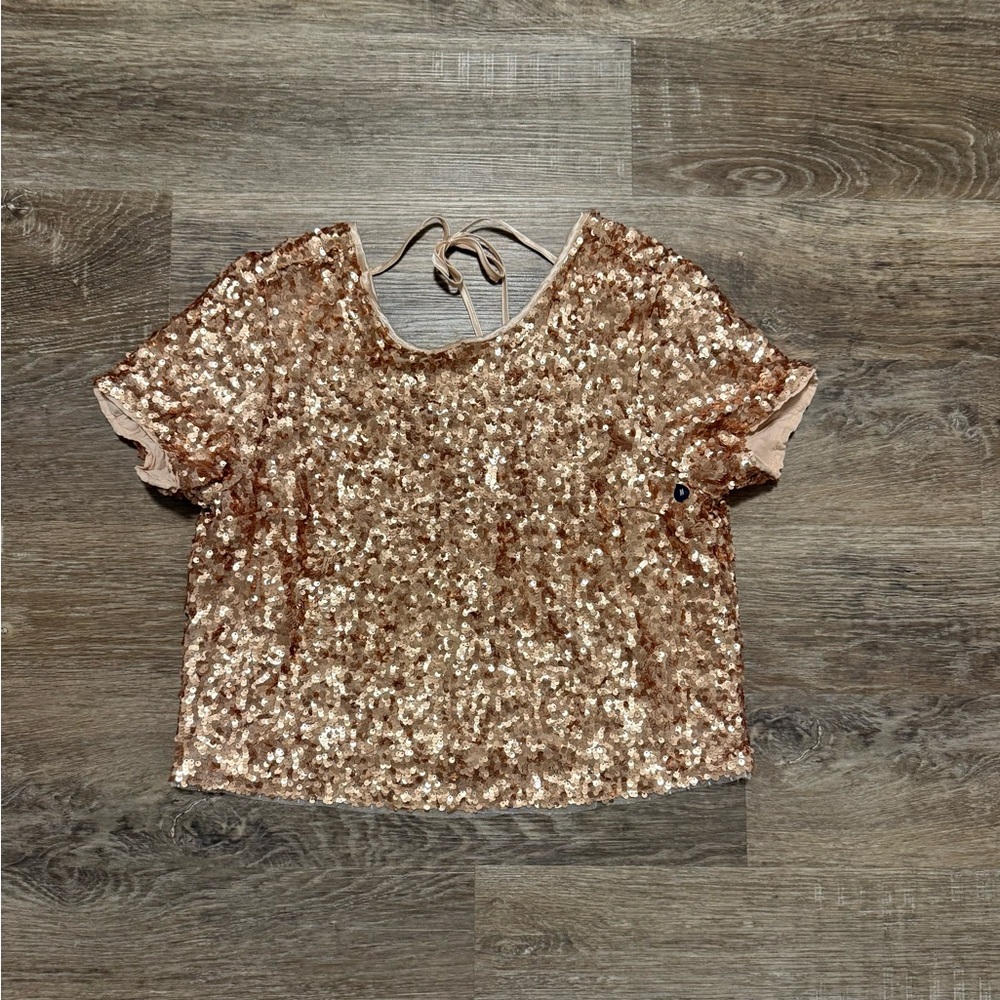 Abercrombie & Fitch Sequin Tan Crop Top